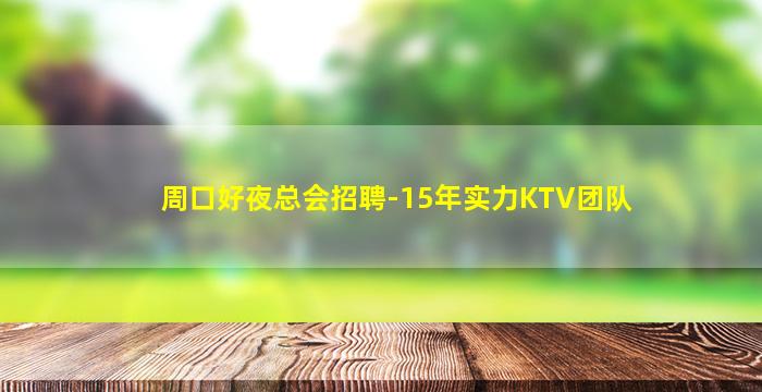 周口好夜总会招聘-15年实力KTV团队